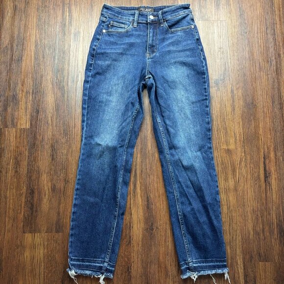 Judy Blue Denim - Judy Blue Slim Fit Jeans JB88704DK Dark Wash Raw Hem Women’s Size 3/26